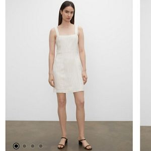 Club Monaco Striped Square Neck Linen Blend Mini Dress Sz 00 NWT